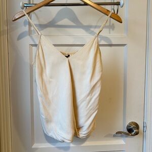 Elegant Cream Crepe Material Women's Top, Adjustable Straps, Size S